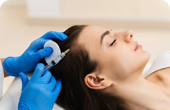 Hair and scalp mesotherapy – treatment on a woman's scalp