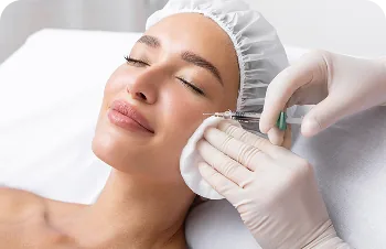 Facial mesotherapy – face cleansed with cotton pads
